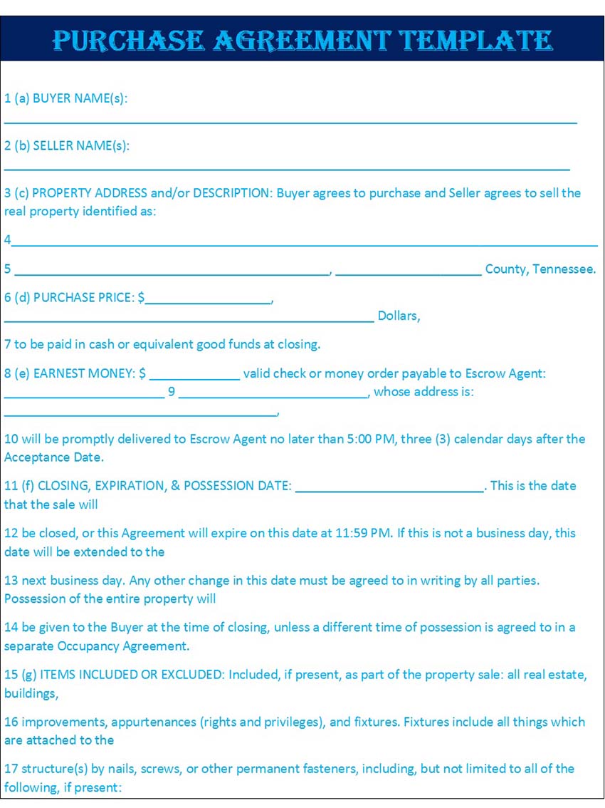 19+ Best Free Simple Purchase Agreement MS Word Templates to Download